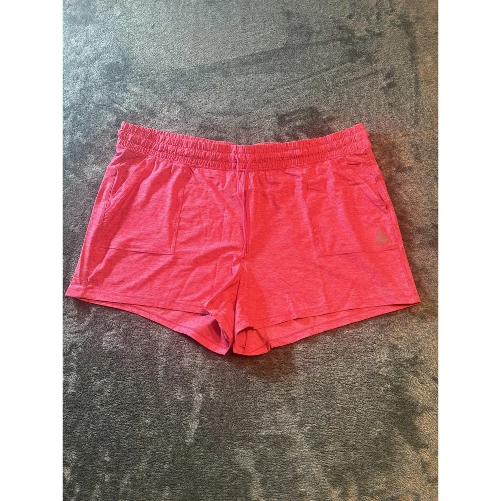 Reebok Athletic Performance Shorts 2XL Women Heathered Pink Red Activewear